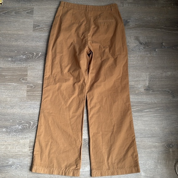 FRAME Pleated cotton-twill wide-leg pants Camel 27 - Picture 3 of 13